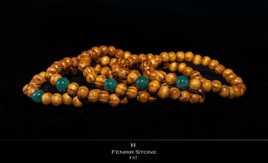 Guatemalai Kék Jádeit karkötő fa golyóval