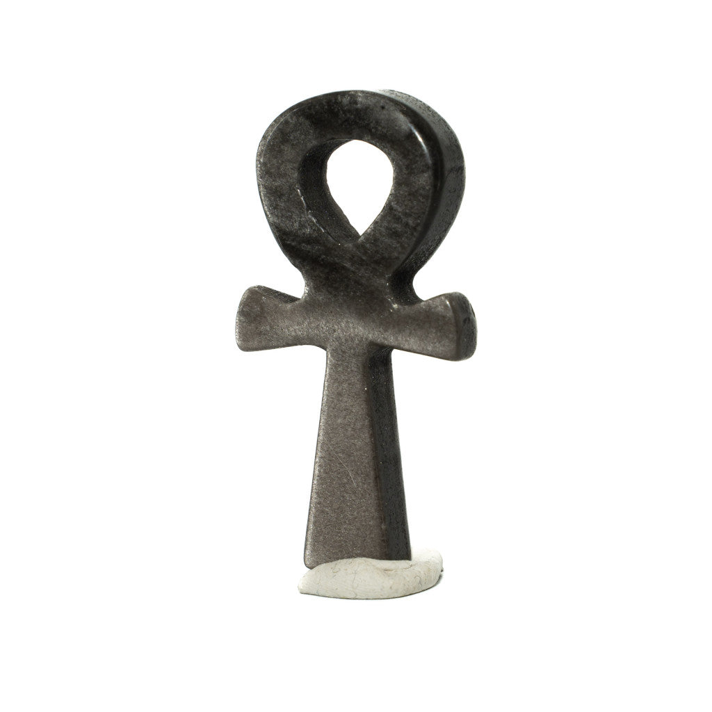 Mexikói ezüst Obszidián Ankh kereszt