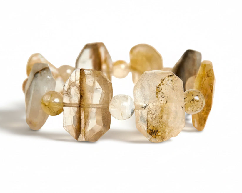 Brazíliai Dendrites Kvarc egyedi csiszolású karkötő