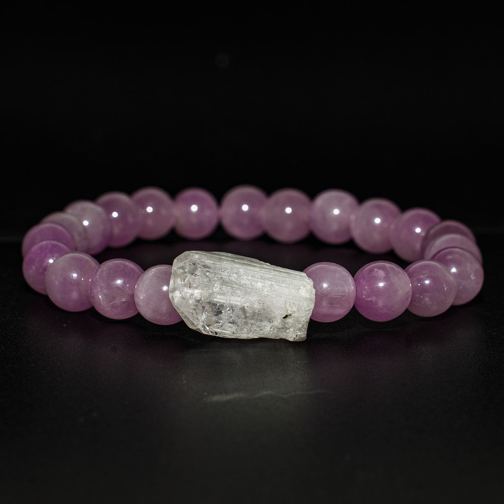 Mexikó világosrózsaszín Danburit-Kunzit egyedi karkötő