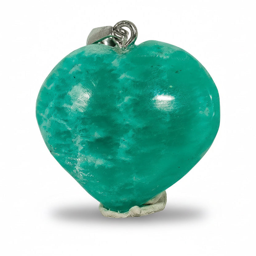 Madagaszkári kékeszöld Amazonit szív medál