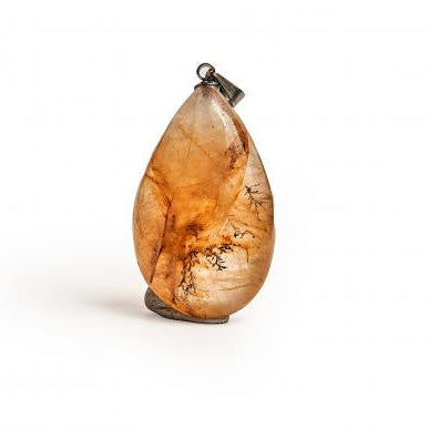 Brazíliai Dendrites kvarc medál valódi bőrszálon