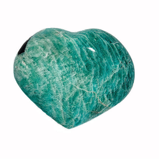 Madagaszkári Amazonit szív dísztárgy Füstkvarccal