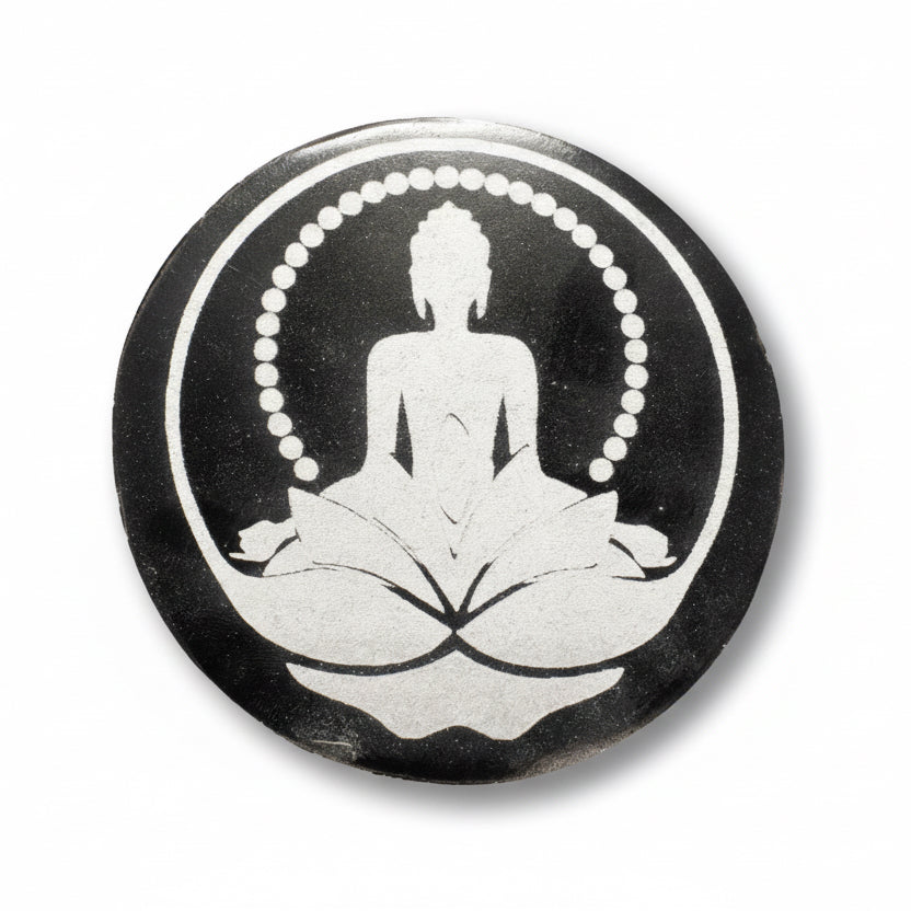 Marokkói Szatén Gipsz Buddha lótusz virágon korong