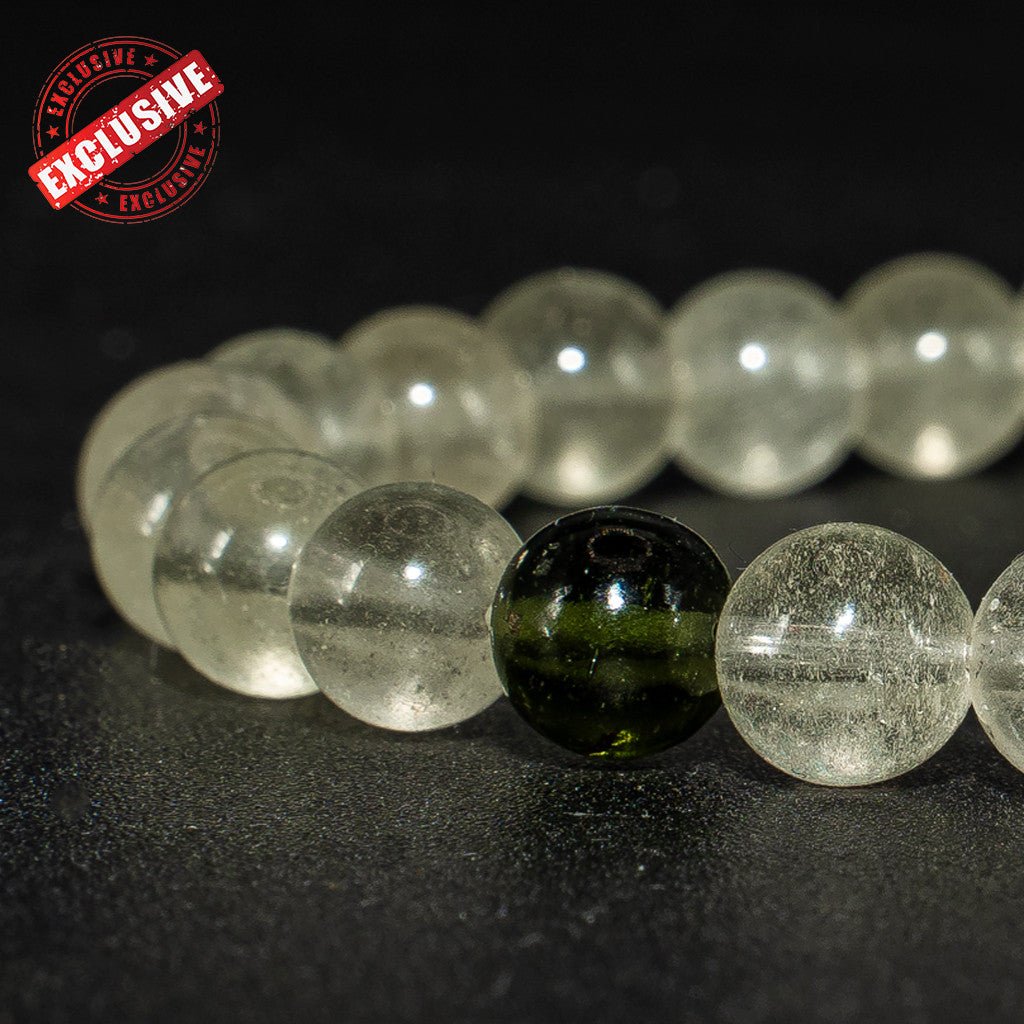 Valódi Moldavit és Líbiai Sivatagi üveg egyedi karkötő - Fenrir Stone - A Valódi Ásványok Otthona