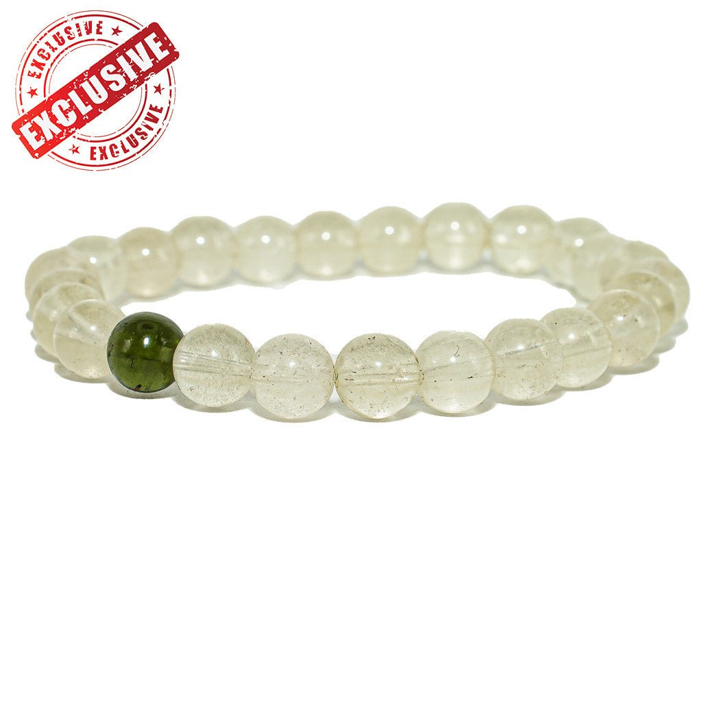 Valódi Moldavit és Líbiai Sivatagi üveg egyedi karkötő - Fenrir Stone - A Valódi Ásványok Otthona