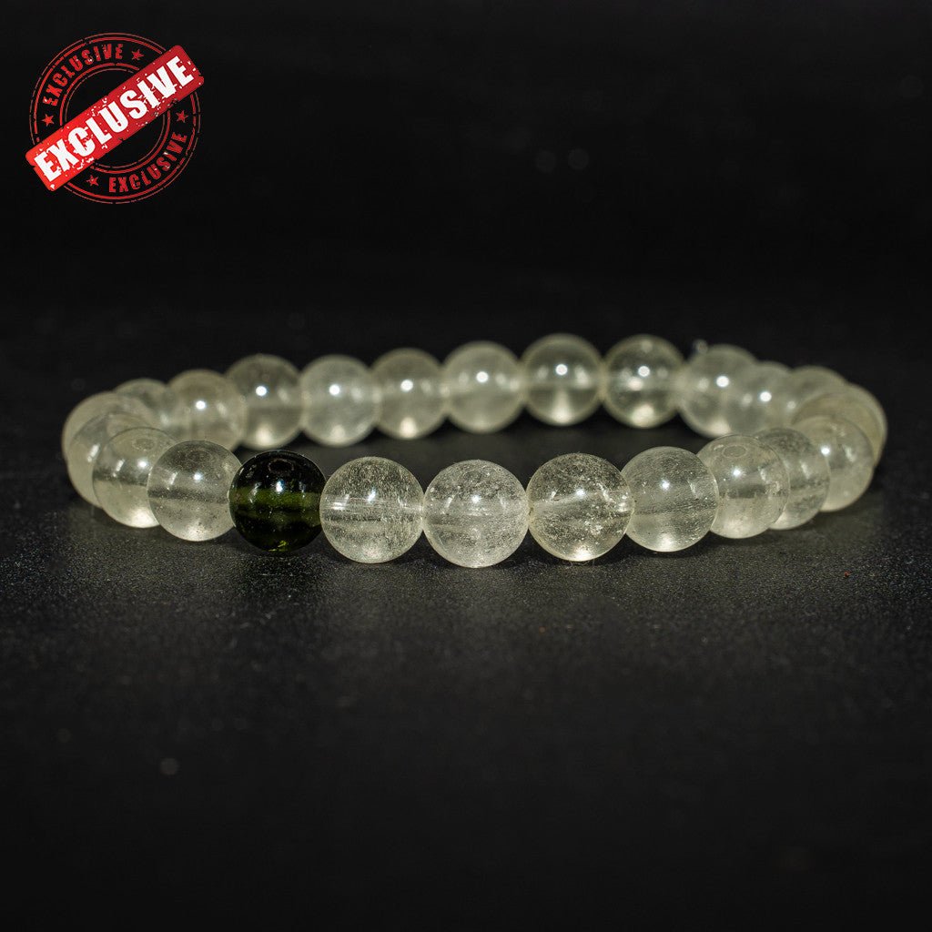 Valódi Moldavit és Líbiai Sivatagi üveg egyedi karkötő - Fenrir Stone - A Valódi Ásványok Otthona