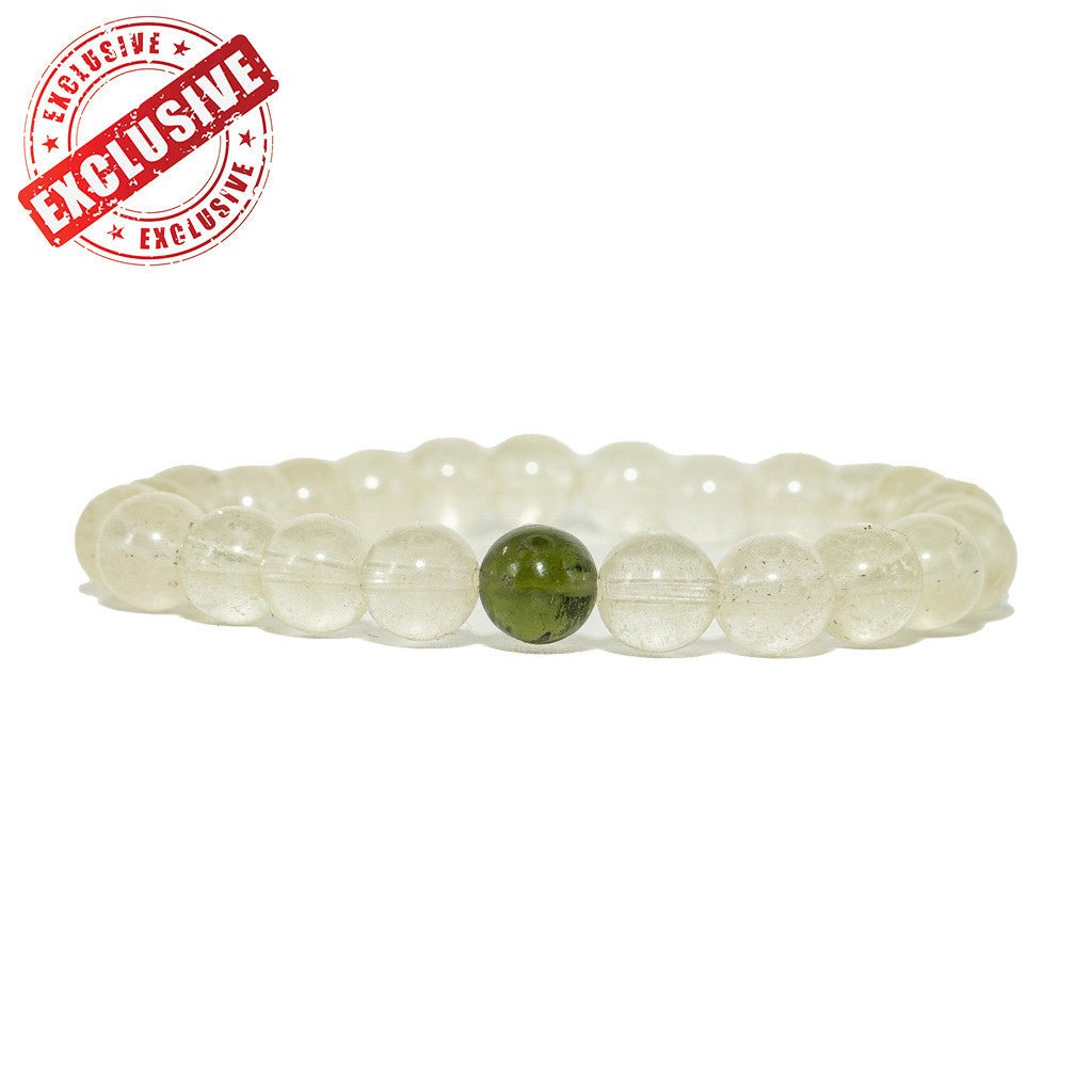 Valódi Moldavit és Líbiai Sivatagi üveg egyedi karkötő - Fenrir Stone - A Valódi Ásványok Otthona